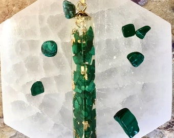 Orgonite Malachite Necklace-Pendant W/ Malachite Orgonite Necklace EMF Protection Orgonite Gift Idea Jewelry Crystal Necklace