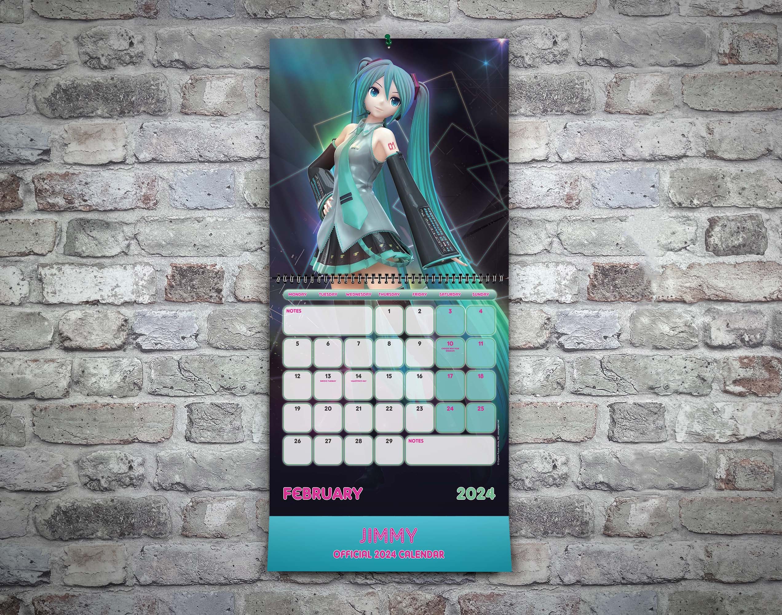 Hatsune Miku Personalised 2024 'ring Bound' Calendar Etsy Australia