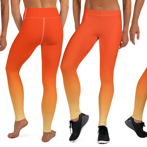 Tangerine Ombre Leggings | Printed Orange Ombre Leggings | Cool Leggings | Perfect Gift For Women | Yoga Leggings | Great Workout Leggings