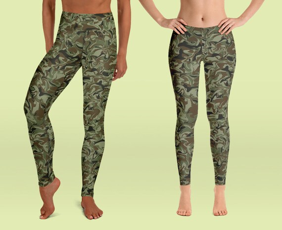 green camo yoga pants