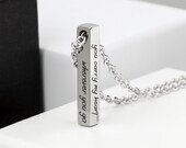Silver Plated 4 Sided Bar Necklace for Men Boyfriend Personalized Couples Name Jewelry Personalized Gift for Him Under 20 For Men - D4SBN-S