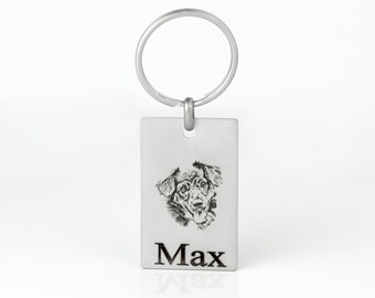 Custom Pet Portrait Keychain Gift For Men with Personalized Dog Cat Remembrance Photo Valentine's Day Gift for Him Car Key Accessories