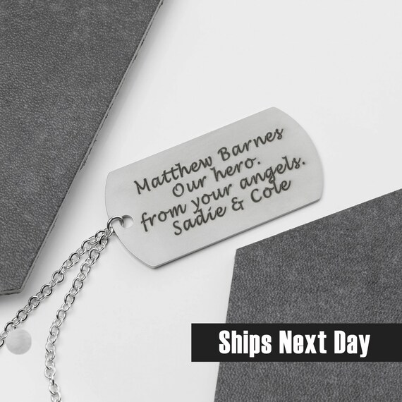 Dog Tag Necklace Unique Holiday Gift for Him Men Valentines Day