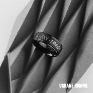 Black Personalized RIng for Men with Engraving which can make a Unique Christmas Gift for Him a Great Gift for Boyfriend or Anniversary Gift