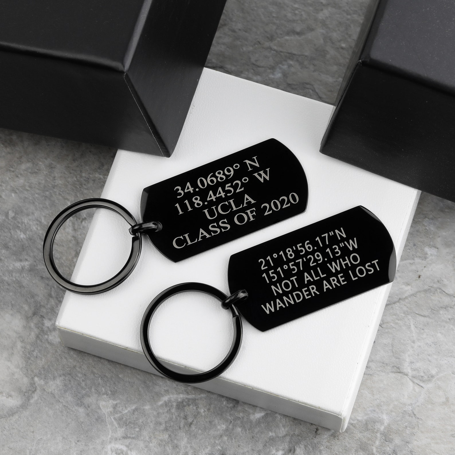 Black Dog Tag Keychain for Men Anniversary Gift Idea for Etsy