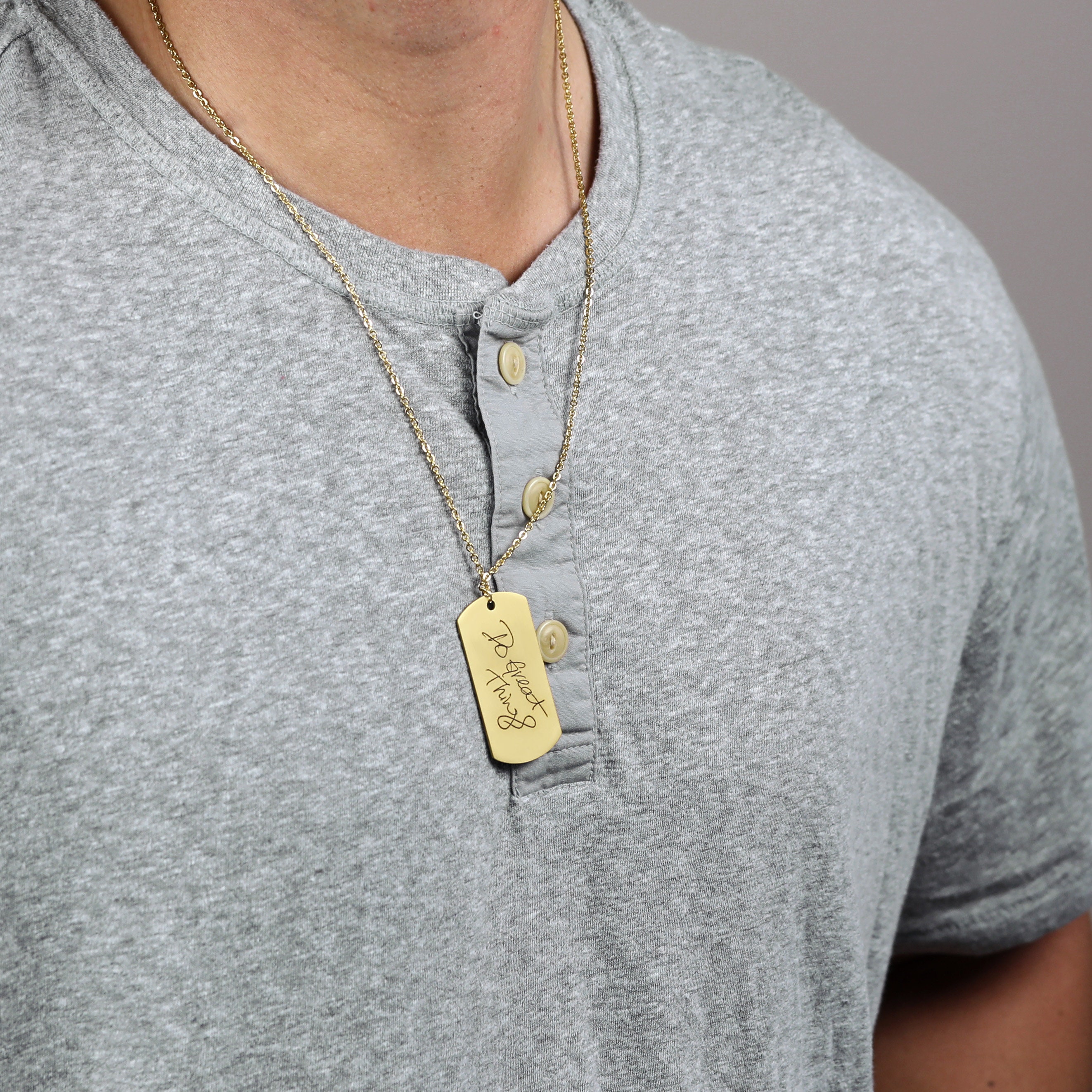 Personalized Gold Dog Tag Necklace Engraved Fathers Day Gift Etsy