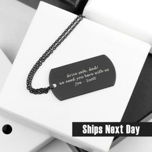 Mens Dog Tag Necklace Valentines Day Gift for Him Personalized Handmade Engraved Necklace Dad Mens Jewelry Chain Men Necklace for Boyfriend