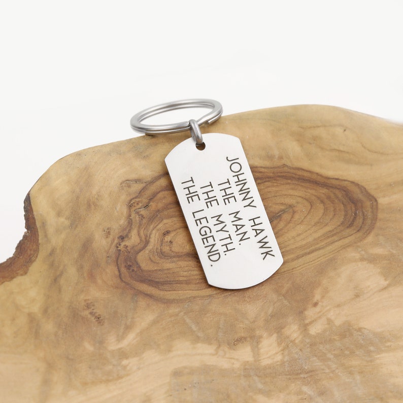 Personalized Dog Tag Keychain Anniversary Gifts for Men Etsy