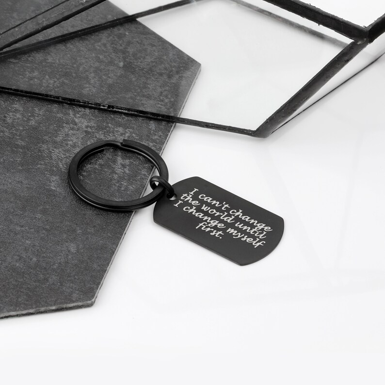 DTK-M-B Personalized Matte Black Dog Tag Keychain Gift for Him Mens Gift for Husband Personalized Guy Gift 5th Anniversary Gift for Men