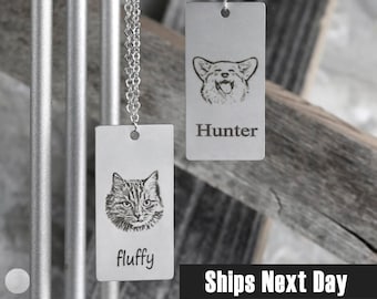 Personalized Pet Dog Tag Necklace Anniversary Gifts for Men Dog Cat Portrait Step Dad Gift for Him Gift for Husband Valentines day gift