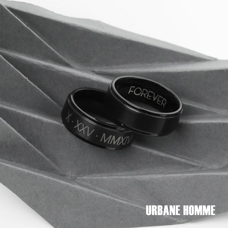 Personalized Mens Ring Gift for Boyfriend Anniversary Meaningful Gift for Dad Custom Engraved Unique Ring for Men Promise Ring for Him
