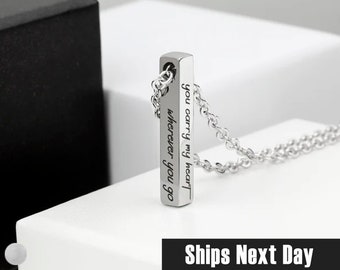 Personalized Mens Necklace Mens Jewelry 4 Side Bar Engraved Boyfriend Groomsmen Dad Anniversary Gifts for Him Custom Men Necklace