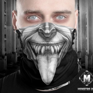 Krampus Sharp Teeth Tongue Creepy Face Mask Reusable Washable Neck Gaiter