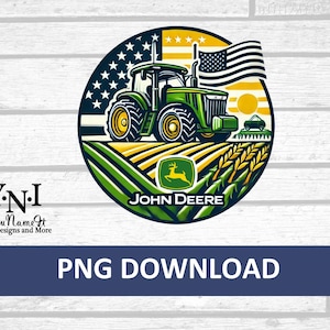 John Deere Tractor PNG / American Flag Farm Design / Vintage Farm Life Download digitale per magliette e artigianato