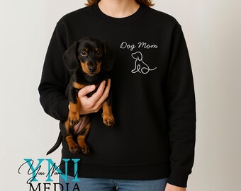 Sudadera bordada para mamá de perro / Cuello redondo Gildan / Regalo minimalista para amantes de las mascotas / Suéter acogedor para mamá de perro / Regalos para mamás de perros / Cuello redondo bordado
