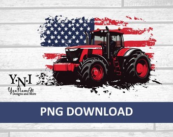 Amerikanische Flagge Traktor PNG | Vaterländische Farm Dekor | Sofort Download