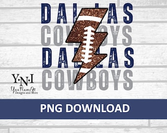 Imagen PNG de un aficionado de los Dallas Cowboys con un rayo / Descarga de imágenes prediseñadas de un aficionado azul marino y plateado