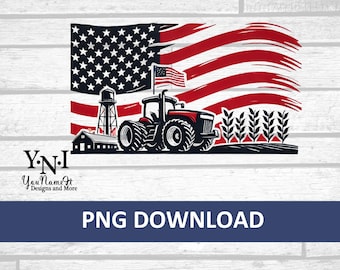 Amerikanische Flagge Traktor PNG | Vaterhaftes Leben auf dem Bauernhof Digitaler Download