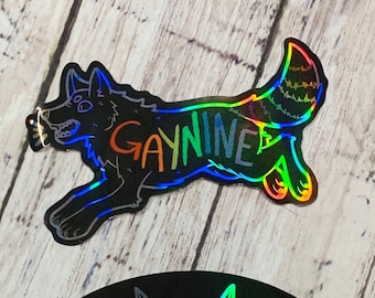 Furry Canine Inspired HOLOGRAPHIC  Stickers