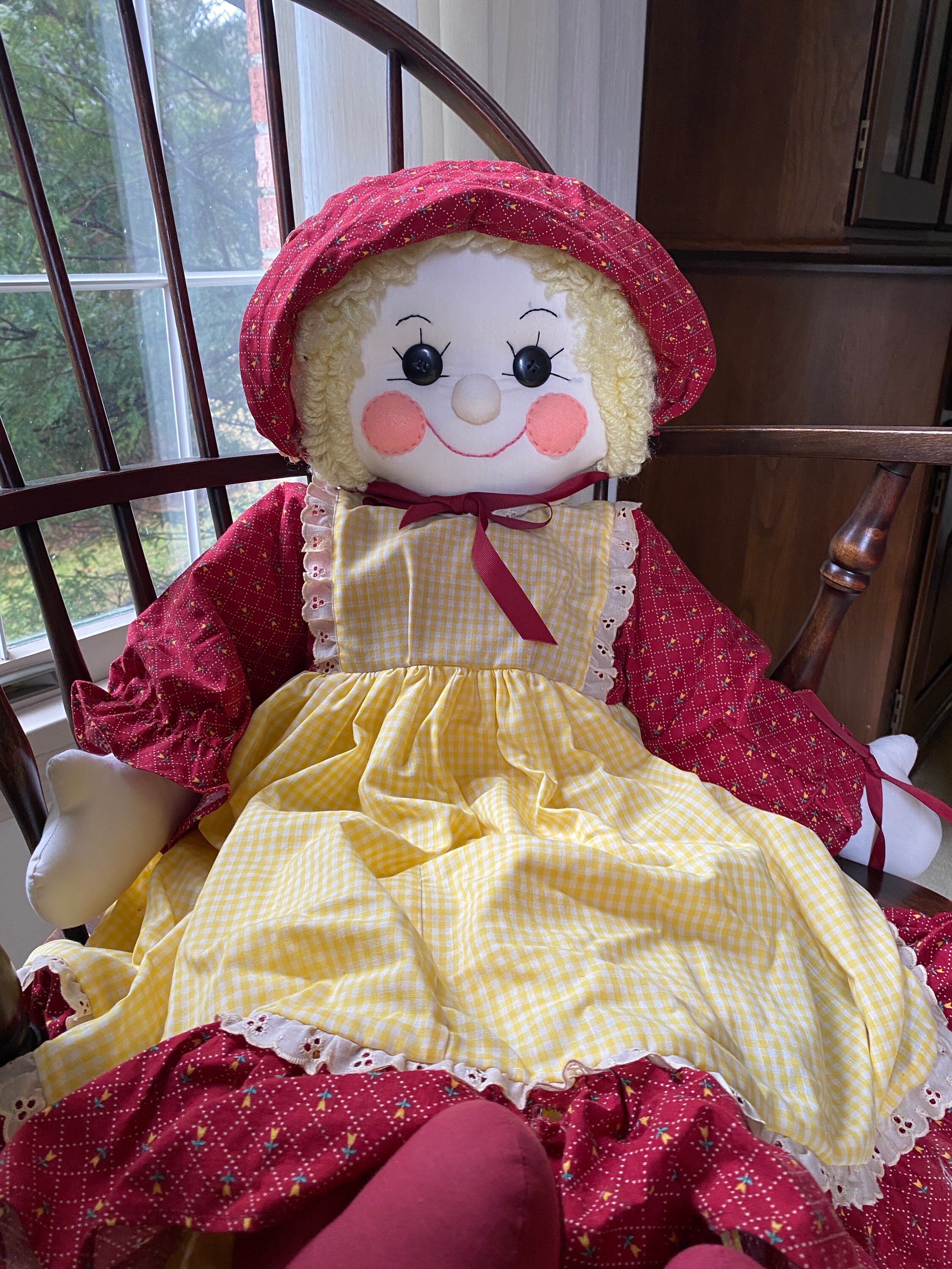 Large 34 vintage handmade doll yarn hair removable and Etsy