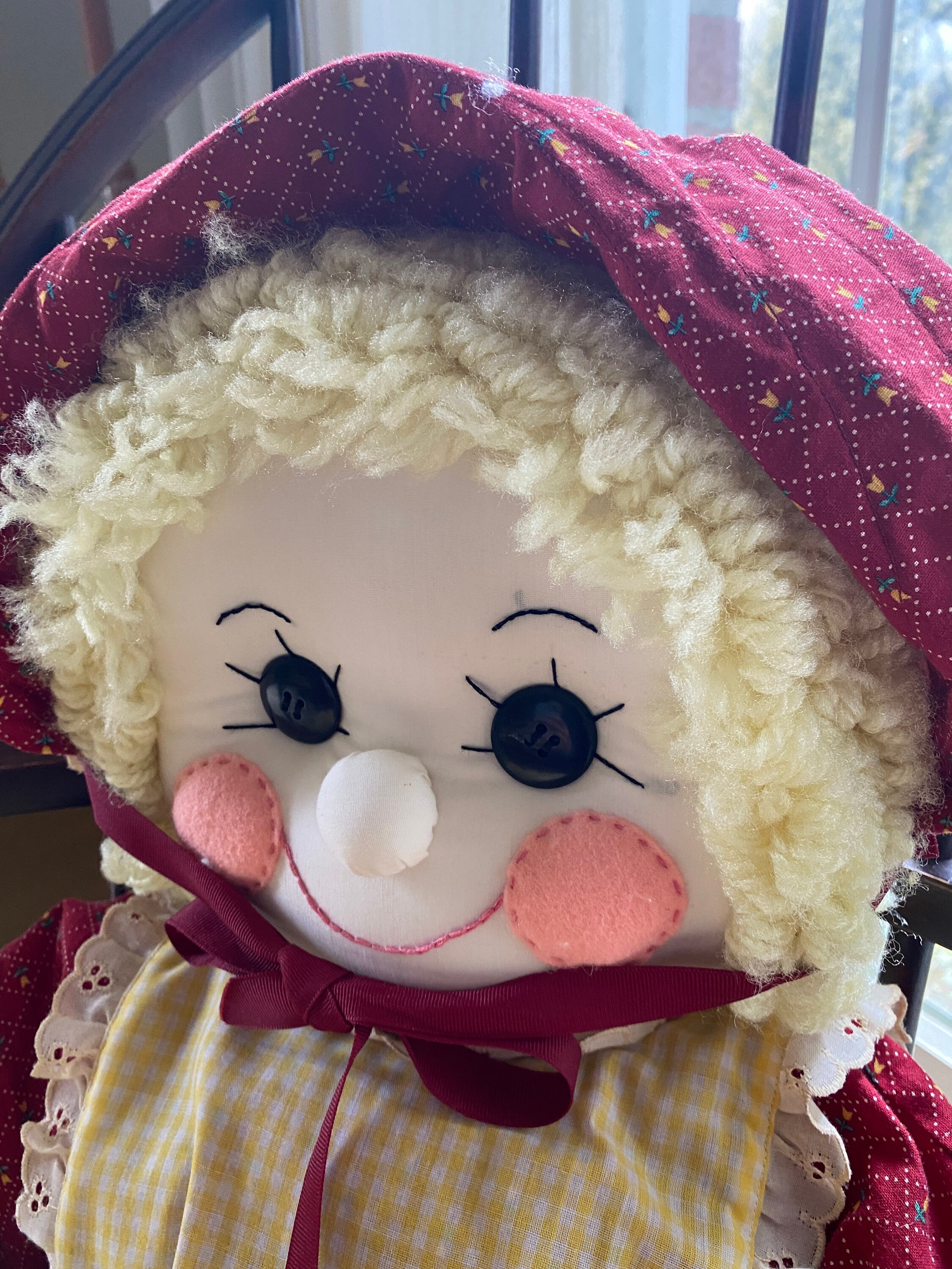 Large 34 vintage handmade doll yarn hair removable and Etsy