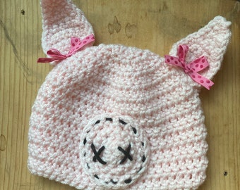 Baby Pig Infant Crocheted Hat for baby shower gift or Halloween costume