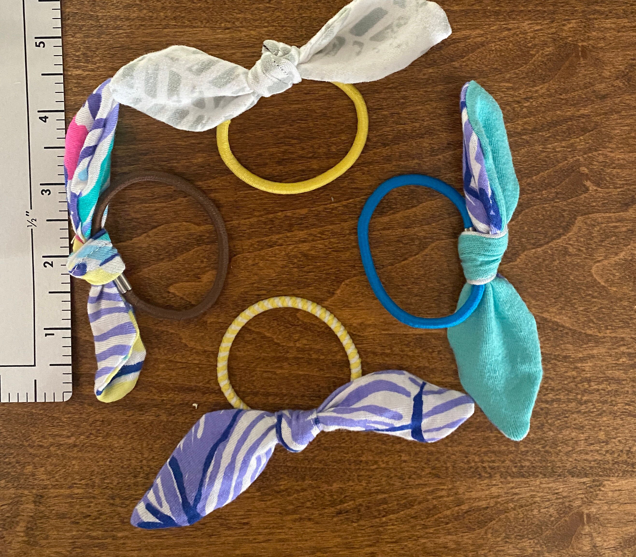 Hair elastics with 4 faux fabric ties assorted spring colors Etsy