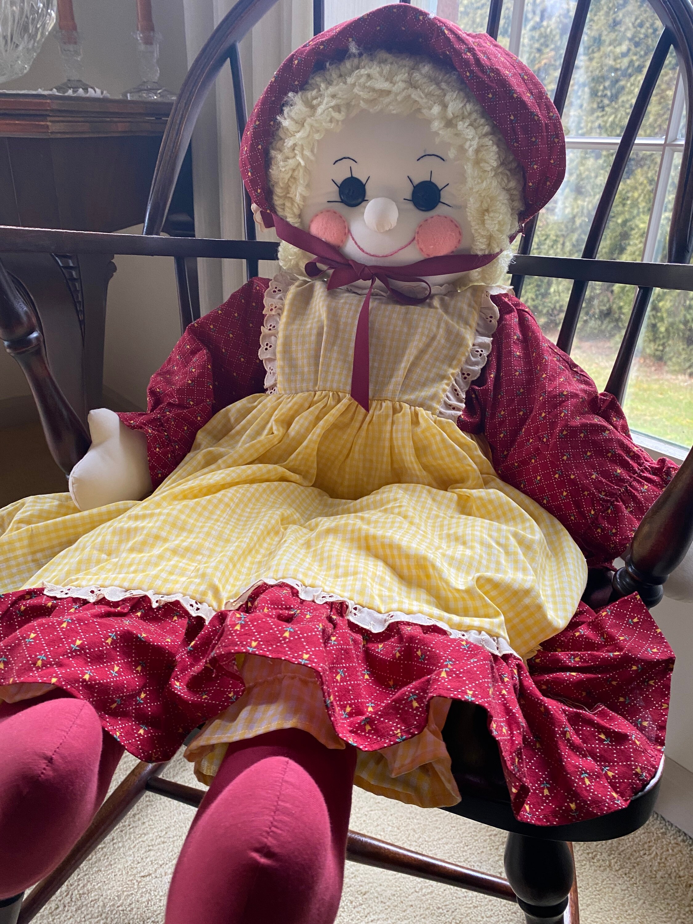 Large 34 vintage handmade doll yarn hair removable and Etsy