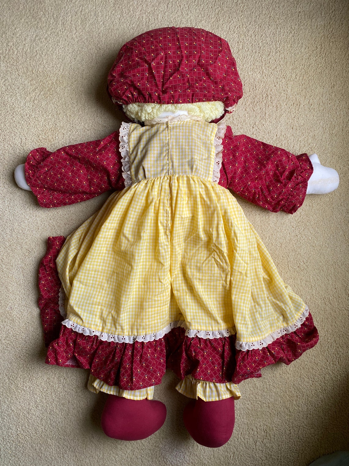 Large 34 vintage handmade doll yarn hair removable and Etsy