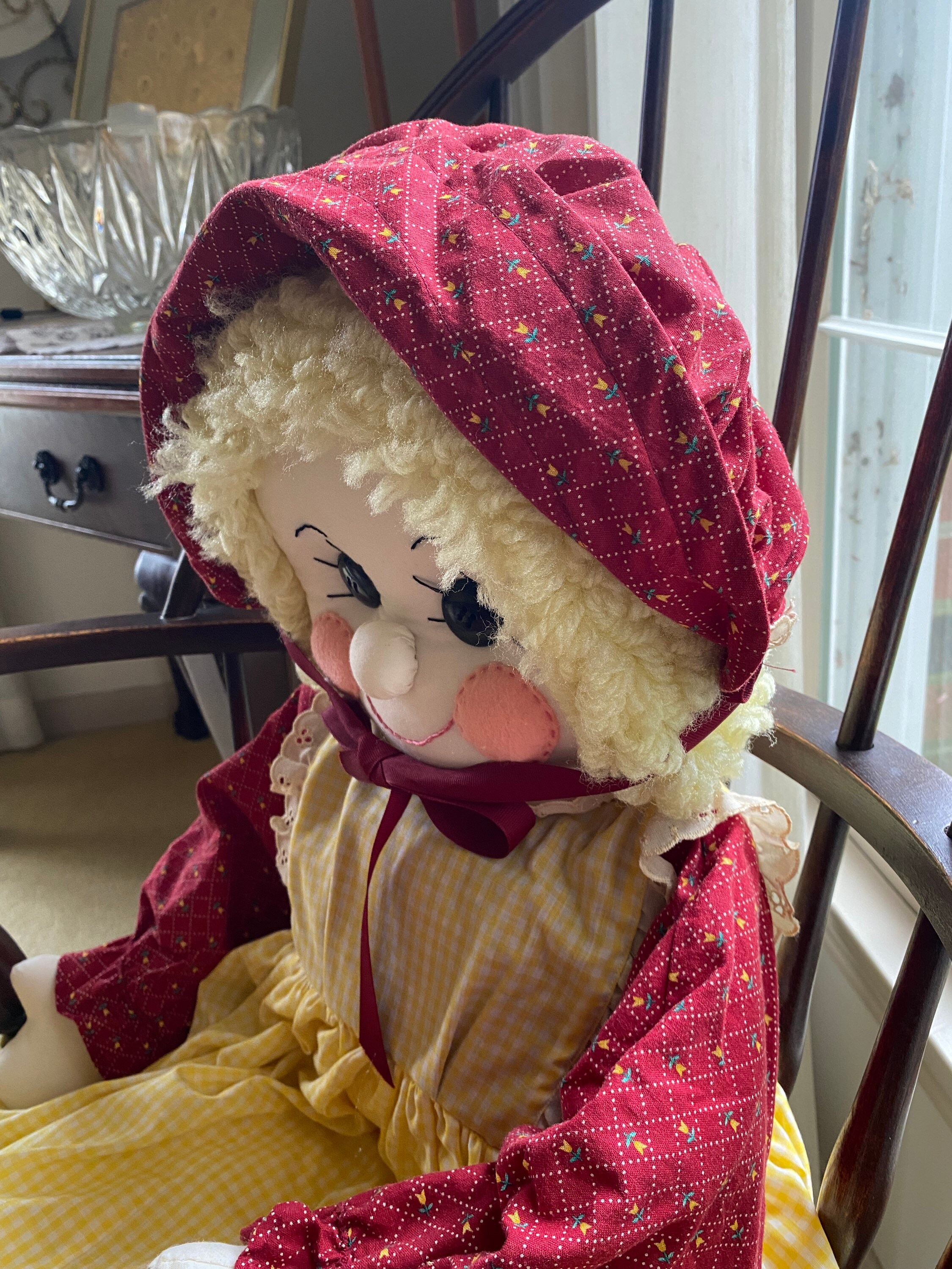 Large 34 vintage handmade doll yarn hair removable and Etsy