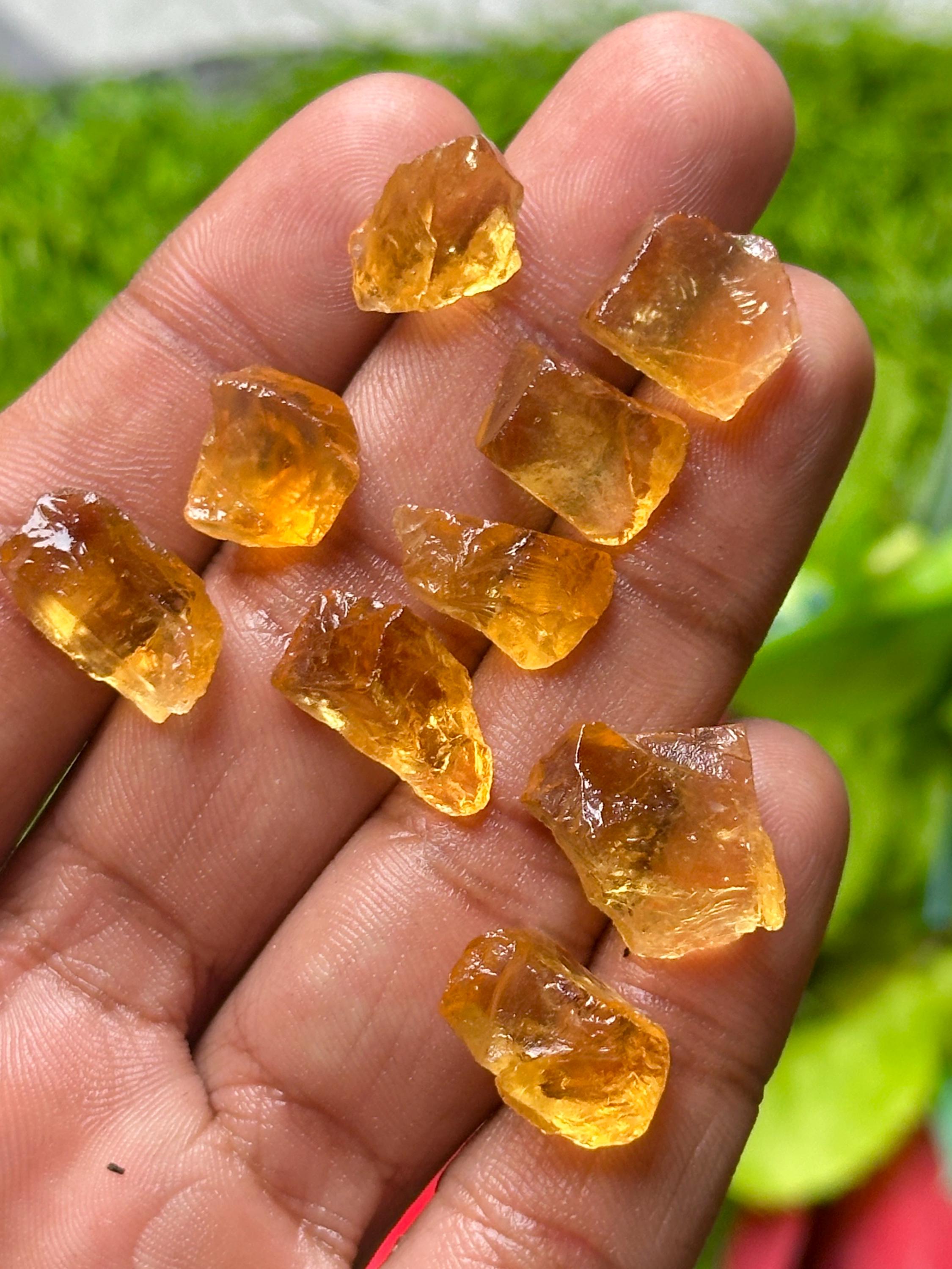 Raw Citrine Natural Crystal Lot 69 Ct 19–9mm Rough Gemstone 9 Pcs