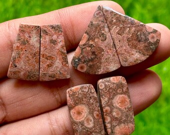Conjunto de Cabochões de Jaspe Papoula • 6 peças em formato livre • 75,85 ct • 27–12 mm • Jaspe natural para confecção de joias