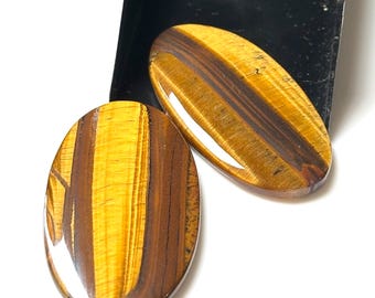 Natural Tiger Eye Cabochons – Polished Gemstone Set for Jewelry Making