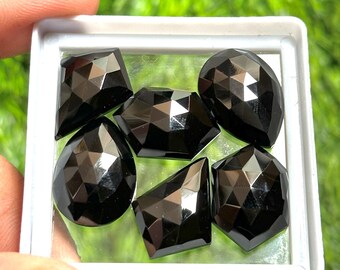 6 Black Spinel Gemstones – Rose Cut, Fancy Shape, Jewelry Making