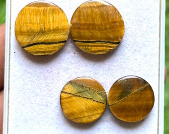 Tiger Eye Cabochons – Round Golden Brown Gemstones (2 Pairs)