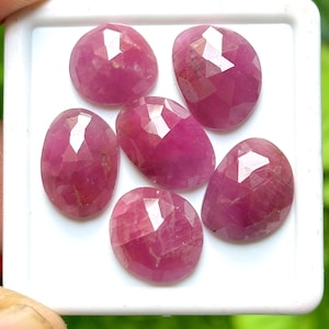 100% Natural Ruby Rose Cut Freeform Gemstones, 6Pcs 40 Ct Loose Ruby Lot