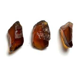 Raw Honey Quartz Chunks • Natural Golden Yellow Crystals (3pcs)