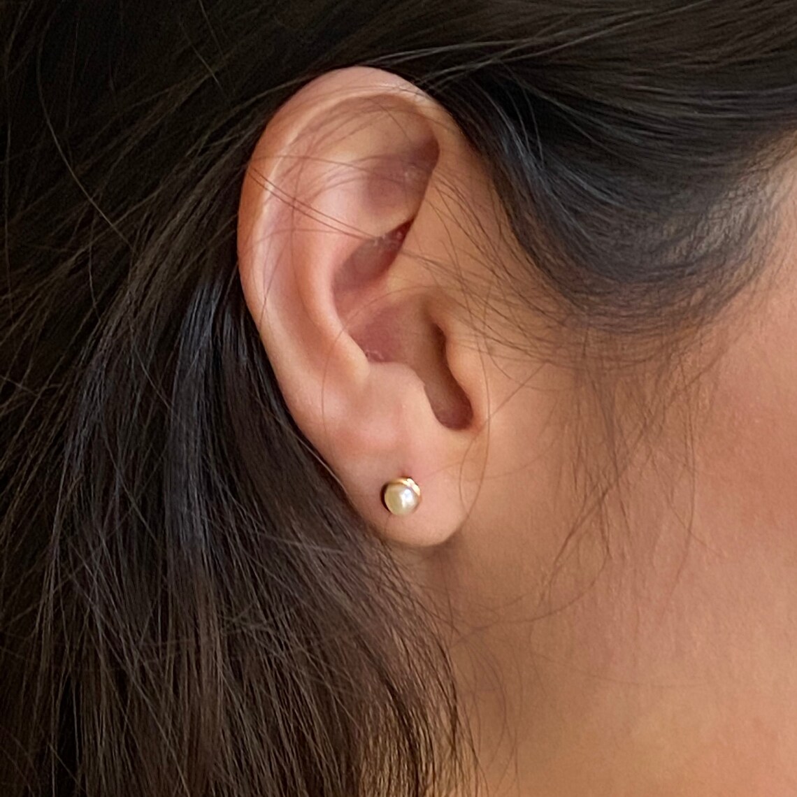 Baby Pearl 18kt Gold Earrings Etsy