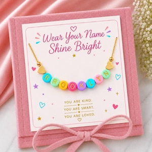 Back to school name necklace kids personalized gifts kids Christmas gift stocking stuffers for kids toddler jewelry gift for granddaughter