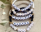 Motivational bracelet, New Years resolution bracelet, name bracelet, word bracelet, goals, inspirational bracelet