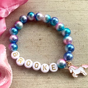 Kinder Schmuck personalisiert Name Armband für Mädchen Schmuck für Mädchen Kinder Armband Meerjungfrau Armband Einhorn Bettelarmband Kleinkind Schmuck