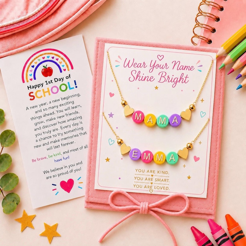Back to school gifts first day of school kids jewelry kids necklace first day of school outfit first day of kindergarten gift preschool prek image 1