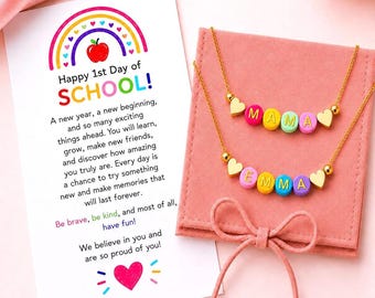 back to school gift first day of school first day of kindergarten preschool gift first day of school outfit gift mommy and me bracelet prek