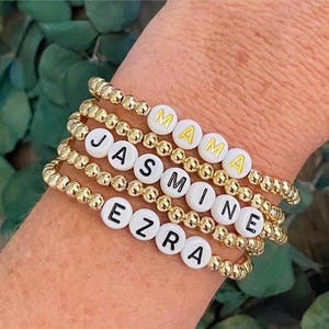 personalized bracelets gold mom bracelet stacking bracelets friendship bracelet auntie bracelet grandma bracelet gift for daughter mama nana