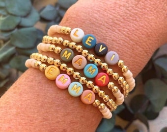 baby shower gifts personalized jewelry charm bracelet word of the year bracelet stacking bracelets womens beaded bracelet gift for her