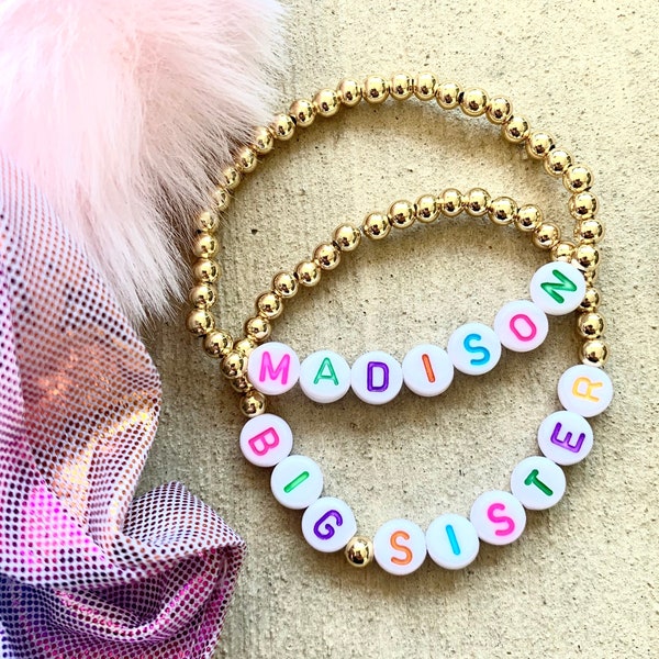 Personalized Kids Jewerly Girls Name Bracelet for Kids Big Sister Gift for Little Girl Bracelet Birthday Gift for Girl Toddler Jewelry