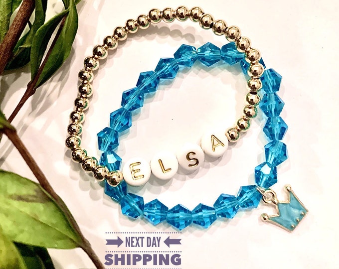 Kids bracelet, Elsa bracelet, princess bracelet, custom name bracelet, kids jewelry, girls jewelry, personalized name bracelet