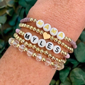 Name bracelet personalized bracelet mama gift mama bracelet friendship bracelet mom bracelet word bracelet mom gift for her Womens jewelry image 3