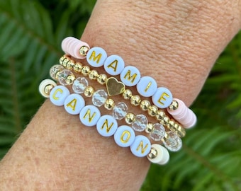 Pulsera de cuentas con nombre personalizado para mujer, regalo para la abuela de sus nietos, pulsera para la tía, regalos para la tía, joyería, pulsera de cuentas para mujer, regalo para mamá.