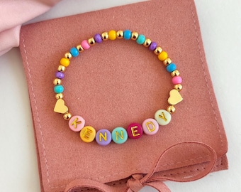 Pulsera infantil, pulsera para niñas, pulsera madre e hija, joyería para niñas, pulsera personalizada para niños, pulsera de cuentas colorida, regalos para adolescentes